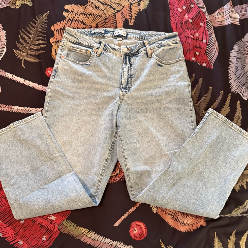Ava & Viv Light Blue Straight Leg Jeans 17 Pale Blue Denim High Rise Zipper